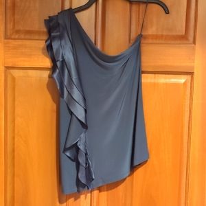 Express Asymmetrical Ruffle Tank Top - Dark Blue
